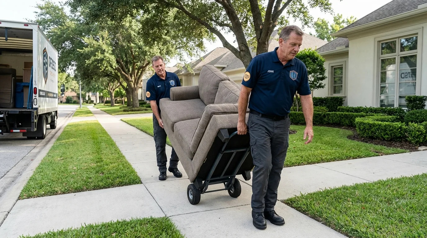 Local residential moving crew loading furniture in Crescent City, CA
